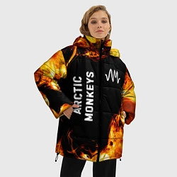 Куртка зимняя женская Arctic Monkeys и пылающий огонь, цвет: 3D-черный — фото 2