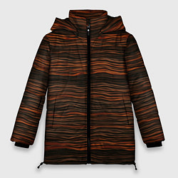 Куртка зимняя женская Оранжевые абстрактные волны материи, цвет: 3D-светло-серый