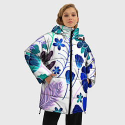 Куртка зимняя женская Графичная растительная композиция, цвет: 3D-красный — фото 2
