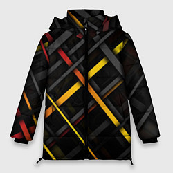 Куртка зимняя женская Цветные переплетающиеся линии, цвет: 3D-черный