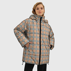 Куртка зимняя женская Голубые и бежевые квадраты, цвет: 3D-светло-серый — фото 2