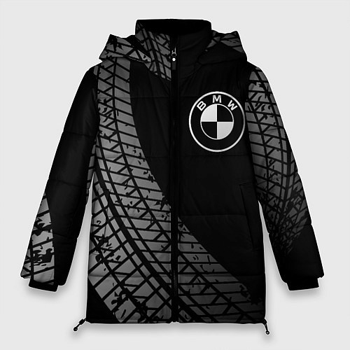 Женская зимняя куртка BMW tire tracks / 3D-Черный – фото 1