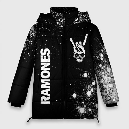 Женская зимняя куртка Ramones и рок символ на темном фоне / 3D-Черный – фото 1