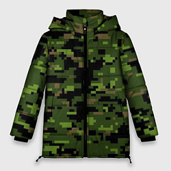 Женская зимняя куртка Камуфляж лесной пиксель