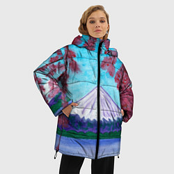 Куртка зимняя женская Цветение сакуры Фудзияма, цвет: 3D-светло-серый — фото 2