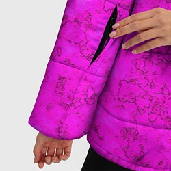 Куртка зимняя женская Розовый яркий неоновый узор с мраморной текстурой, цвет: 3D-красный — фото 2