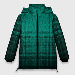 Женская зимняя куртка Мозаичный узор в черно -зеленых тонах