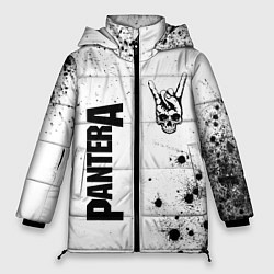 Куртка зимняя женская Pantera и рок символ на светлом фоне, цвет: 3D-черный
