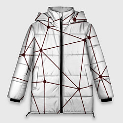 Куртка зимняя женская Геометрические линии на белом фоне, цвет: 3D-красный