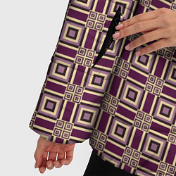 Куртка зимняя женская Большие и маленькие фиолетовые квадраты, цвет: 3D-черный — фото 2