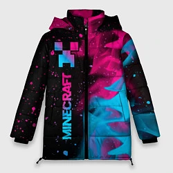 Куртка зимняя женская Minecraft - neon gradient: по-вертикали, цвет: 3D-черный