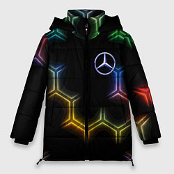 Куртка зимняя женская Mercedes - neon pattern, цвет: 3D-светло-серый