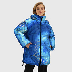 Куртка зимняя женская Расплескалась синева абстракция, цвет: 3D-светло-серый — фото 2