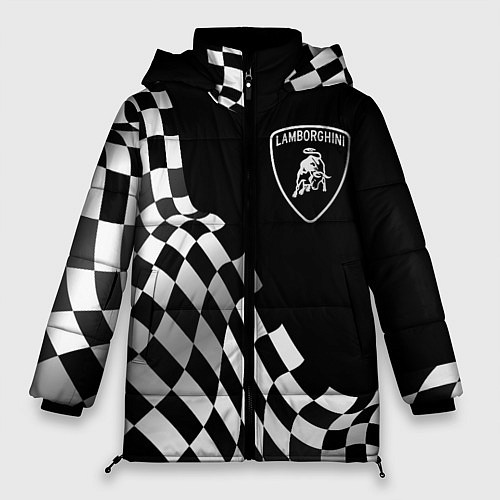 Женская зимняя куртка Lamborghini racing flag / 3D-Черный – фото 1