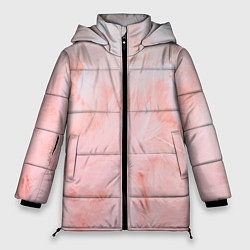 Куртка зимняя женская Aesthetic visual art pink feathers, цвет: 3D-красный