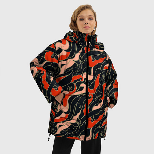 Женская зимняя куртка Japanese pattern / 3D-Светло-серый – фото 3