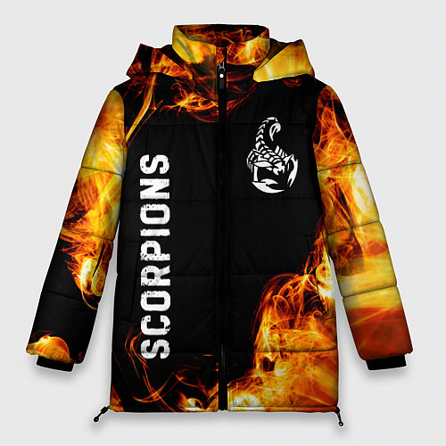 Женская зимняя куртка Scorpions и пылающий огонь / 3D-Черный – фото 1