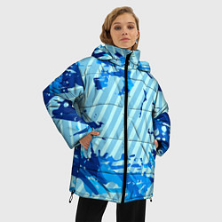 Куртка зимняя женская Синие линии, цвет: 3D-светло-серый — фото 2