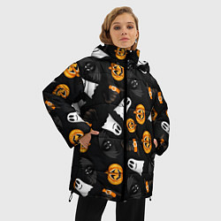 Куртка зимняя женская Тыквы и привидения, цвет: 3D-черный — фото 2