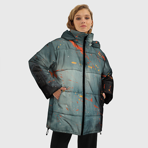 Женская зимняя куртка Абстрактное множество костюмов в тумане и краски / 3D-Светло-серый – фото 3
