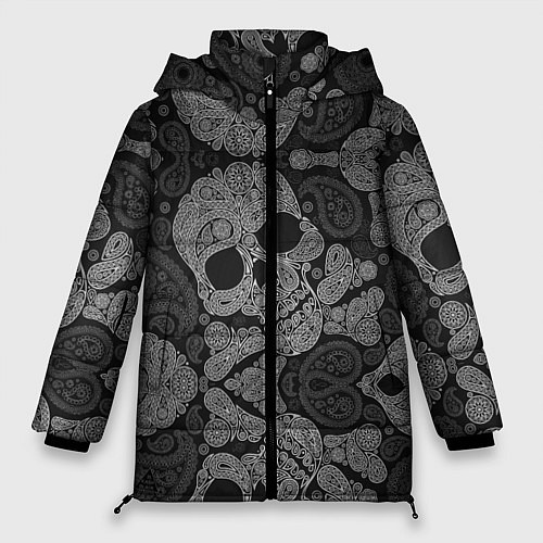 Женская зимняя куртка Абстрактные черепа пейсли / 3D-Черный – фото 1
