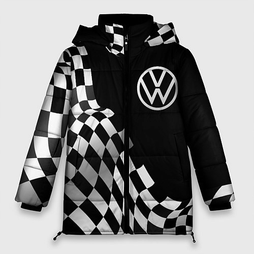 Женская зимняя куртка Volkswagen racing flag / 3D-Черный – фото 1