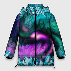 Куртка зимняя женская Кристаллы и северное сияние, цвет: 3D-светло-серый