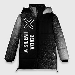 Куртка зимняя женская A Silent Voice glitch на темном фоне: по-вертикали, цвет: 3D-черный