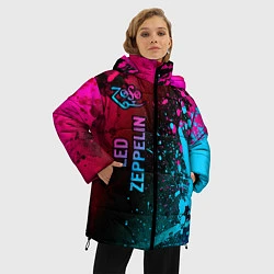 Куртка зимняя женская Led Zeppelin - neon gradient: по-вертикали, цвет: 3D-черный — фото 2
