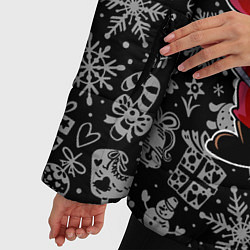 Куртка зимняя женская Santa Claus, dabbing, through the snow, цвет: 3D-черный — фото 2