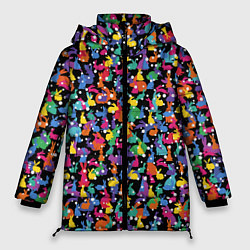 Куртка зимняя женская Разноцветные кролики, цвет: 3D-светло-серый
