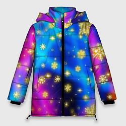 Куртка зимняя женская Снежинки и звезды - яркие цвета, цвет: 3D-светло-серый