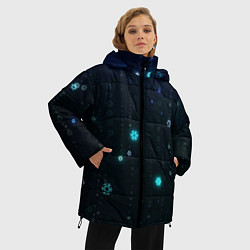 Куртка зимняя женская Неоновый дождик из снежинок, цвет: 3D-черный — фото 2