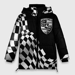Куртка зимняя женская Porsche racing flag, цвет: 3D-черный