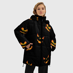 Куртка зимняя женская Halloween горящие тыквы, цвет: 3D-светло-серый — фото 2