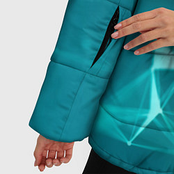 Куртка зимняя женская Геометрическая конструкция на бирюзовом фоне, цвет: 3D-черный — фото 2