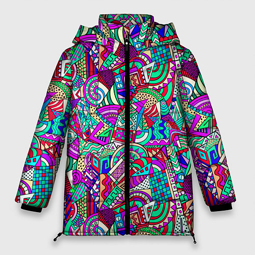 Женская зимняя куртка Лоскутный паттерн / 3D-Черный – фото 1