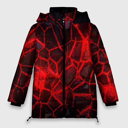 Женская зимняя куртка Кристаллы в красных нитях / 3D-Черный – фото 1