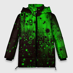Куртка зимняя женская Зелёные краски и вода, цвет: 3D-светло-серый