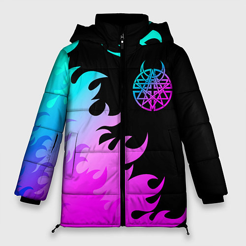 Женская зимняя куртка Disturbed неоновый огонь / 3D-Черный – фото 1