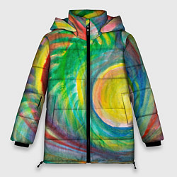Куртка зимняя женская Лунная соната абстракция акварель, цвет: 3D-светло-серый