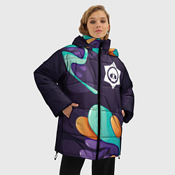 Куртка зимняя женская Brawl Stars graffity splash, цвет: 3D-черный — фото 2