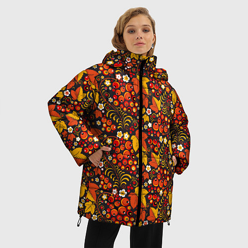 Женская зимняя куртка Хохлома-царица узоров / 3D-Светло-серый – фото 3