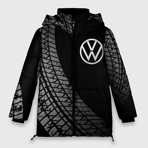 Женская зимняя куртка Volkswagen tire tracks / 3D-Черный – фото 1