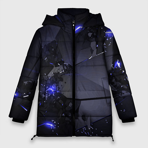 Женская зимняя куртка Неоновые плиты, взрыв / 3D-Черный – фото 1