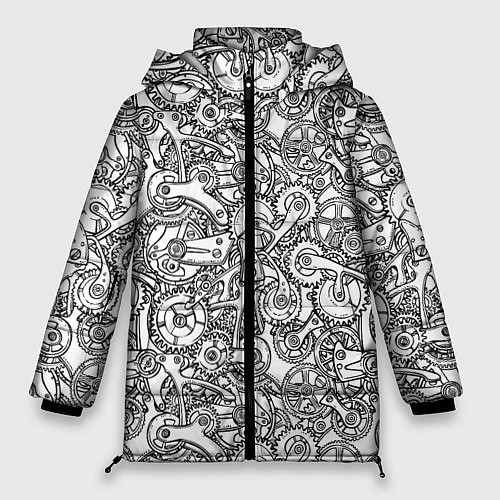 Женская зимняя куртка Часовой механизм скетч / 3D-Черный – фото 1