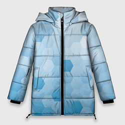 Куртка зимняя женская Светло-синяя текстура-паттерн, цвет: 3D-красный