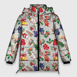 Куртка зимняя женская Christmas Pattern, цвет: 3D-черный