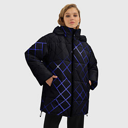 Куртка зимняя женская Неоновые ромбы - текстура, цвет: 3D-черный — фото 2