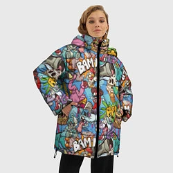 Куртка зимняя женская Сумасшедший поп-арт, цвет: 3D-светло-серый — фото 2